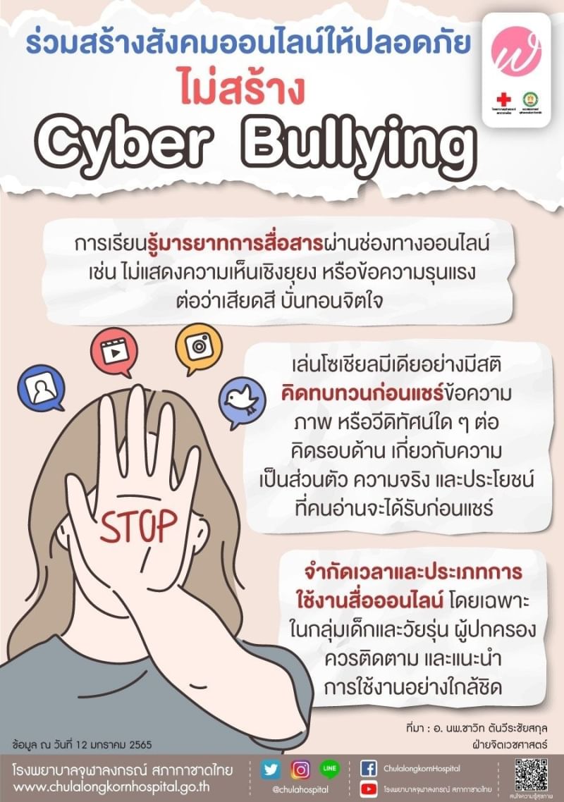 ร่วมสร้างสังคมออนไลน์ให้ปลอดภัย ไม่สร้าง Cyber Bullying
