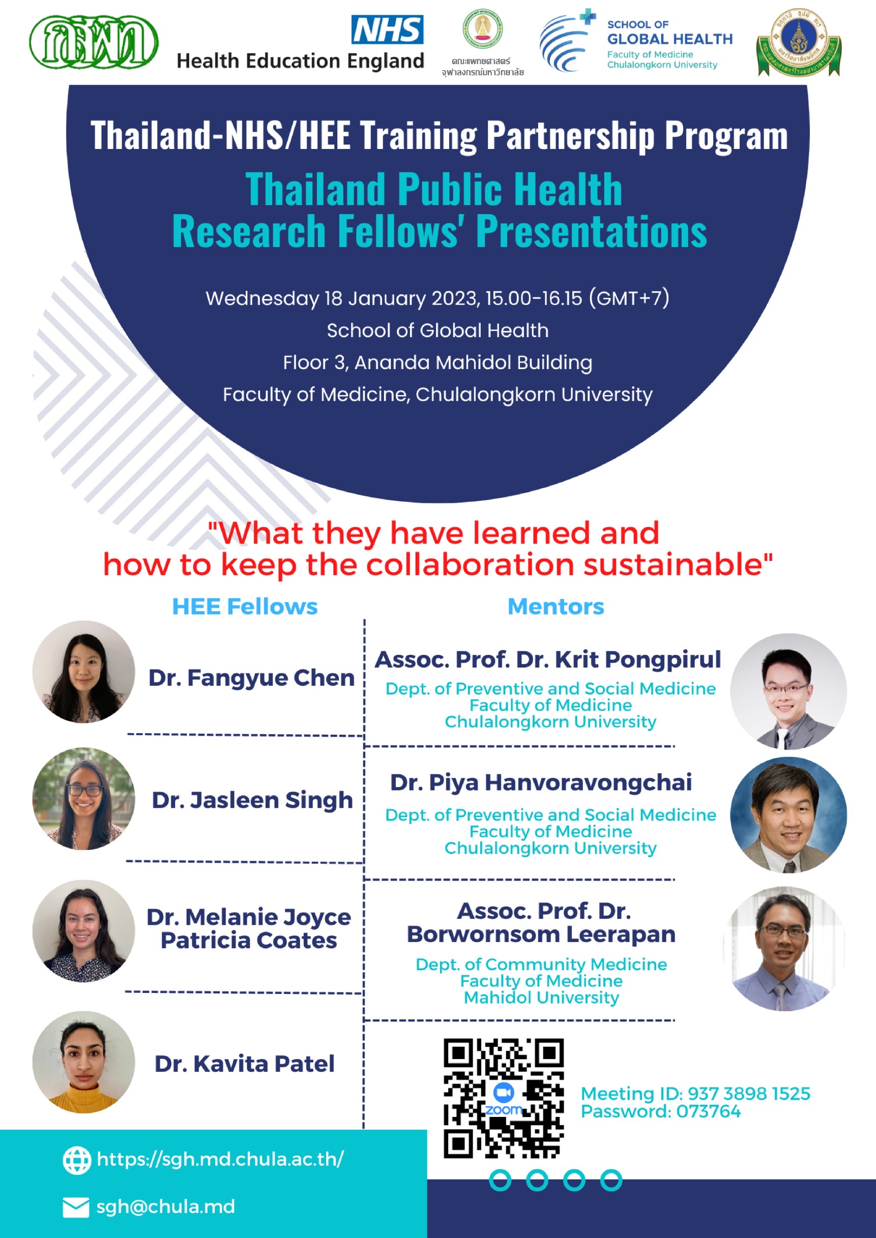 Thailand-NHS/HEE Training Partnership Program Thailand Public Health Research Fellows’ Presentations